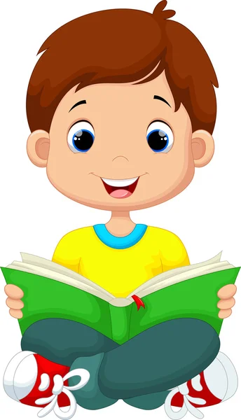 Little boy reading a book — Stock Vector