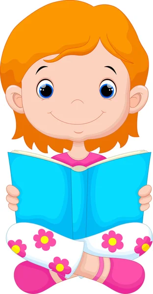 Petite fille lisant un livre — Image vectorielle
