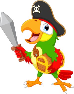 Pirate parrot holding a sword clipart