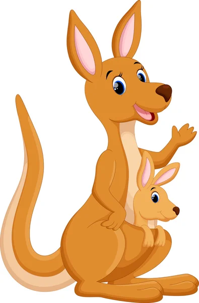 Matka kangura ze swoim dzieckiem — Wektor stockowy