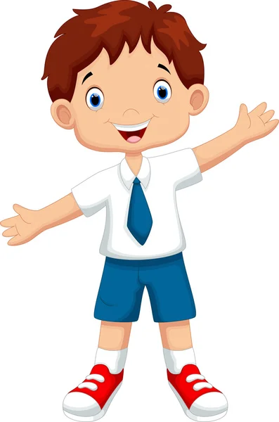 Lindo chico en uniforme escolar — Vector de stock