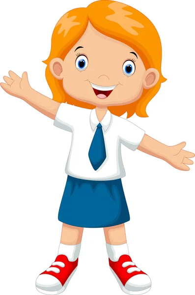 Linda chica en un uniforme escolar — Vector de stock