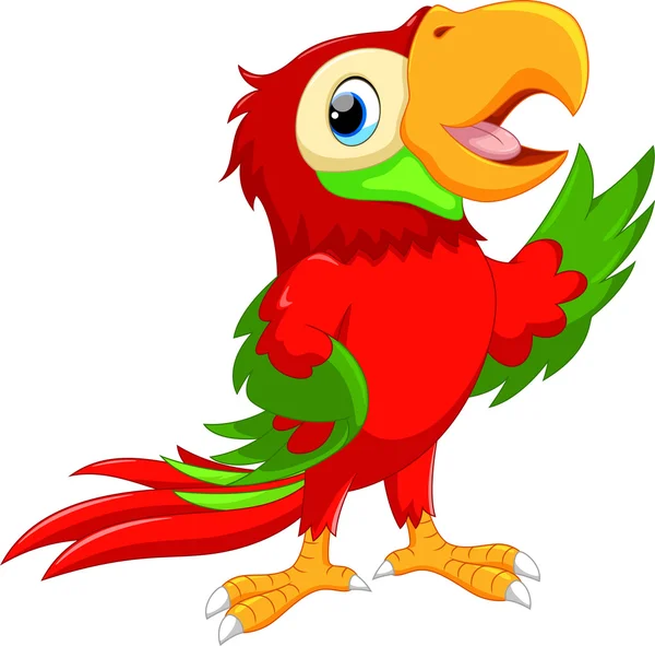 Cute cartoon macaw waving — Stock Vector