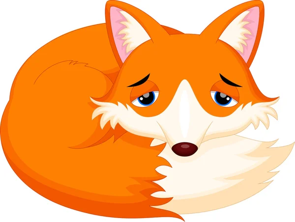 İllüstrasyon karikatür şirin fox uyku — Stok Vektör
