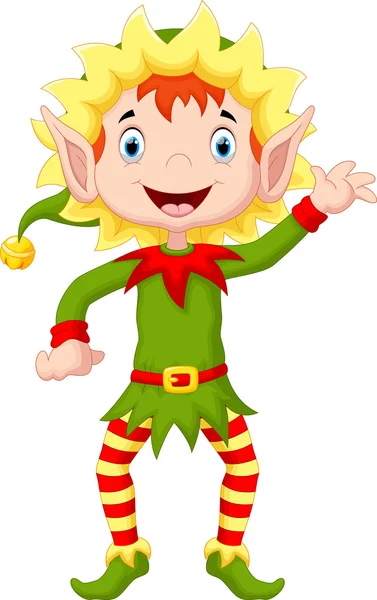 Happy Christmas Elf Cartoon — Stock Vector