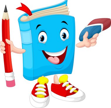 Kitap tutan bir kalem ve silgi