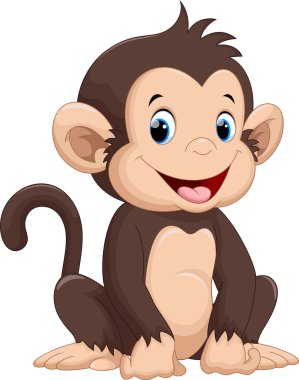 Cute monkey cartoon clipart