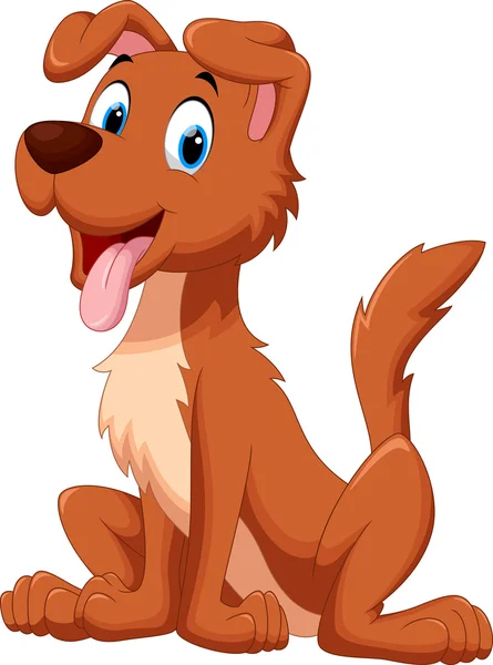 Perro de dibujos animados sentarse mientras saca su lengua — Vector de stock