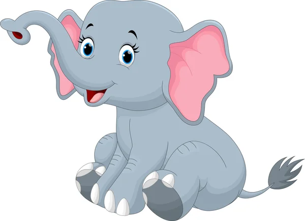 Mignon éléphant dessin animé assis — Image vectorielle