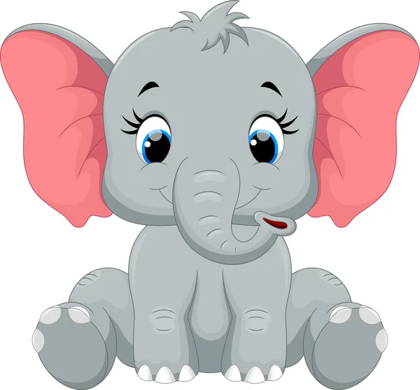Lindo bebé elefante dibujos animados sentado — Archivo Imágenes Vectoriales