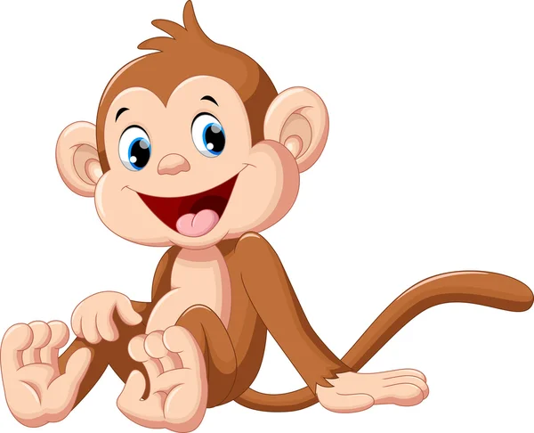 Cute baby monkey cartoon sitting — Stock Vector