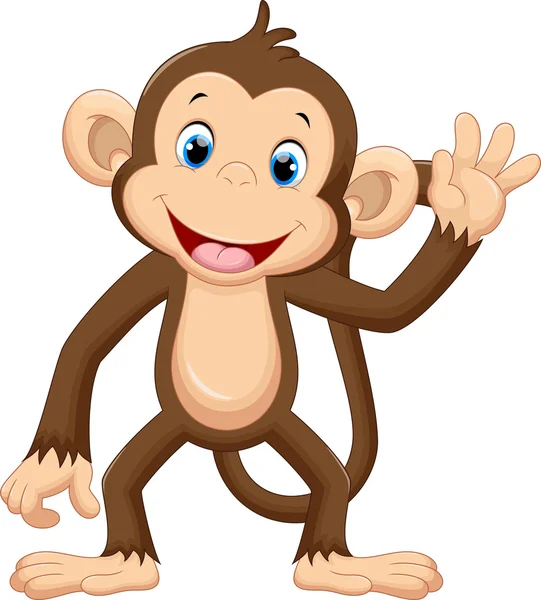 Cute monkey waving — Stock Vector