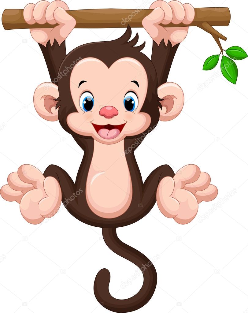 desenho de macaco bonito pendurado - Stockphoto #9066982