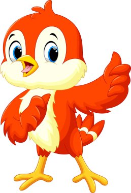 Şirin kuş çizgi film başparmak yukarı.