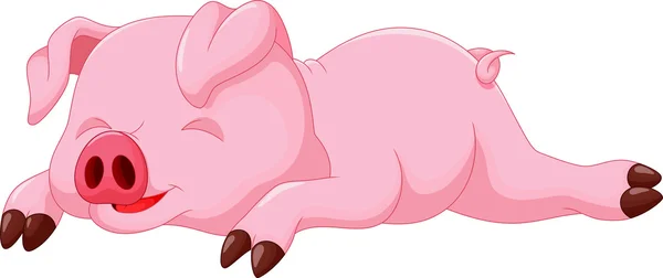 Bonito porco desenho animado dormindo — Vetor de Stock