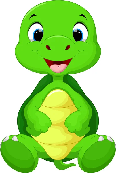 Schattige baby turtle cartoon zitten — Stockvector