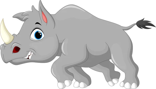 Mignon rhino en colère dessin animé — Image vectorielle