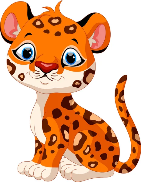 Bonito bebê leopardo desenho animado sentado — Vetor de Stock