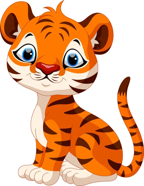 Słodkie dziecko Tygrys kreskówka siedzi — Wektor stockowy