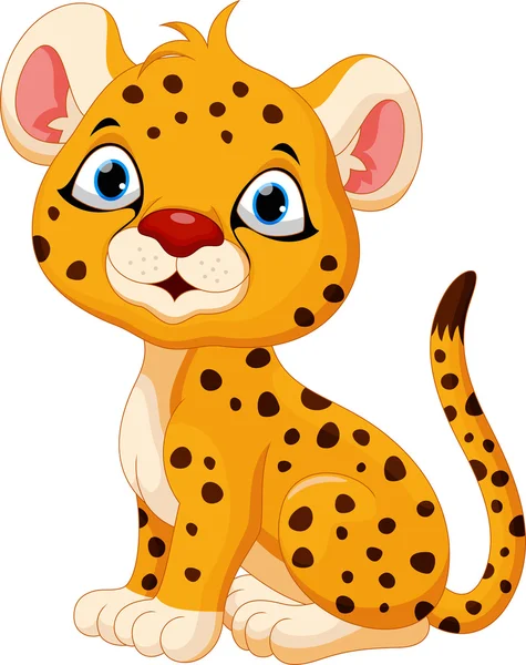 Mignon bébé guépard dessin animé assis — Image vectorielle