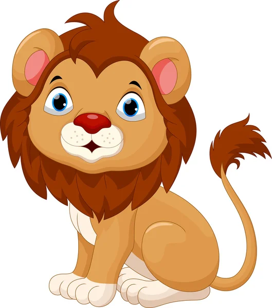 Cute baby lion cartoon sitting — Stock Vector