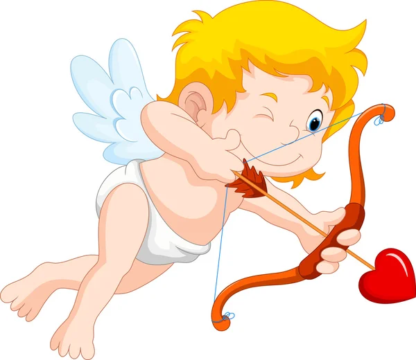 Cupid ready to shoot his arrow — Stock Vector