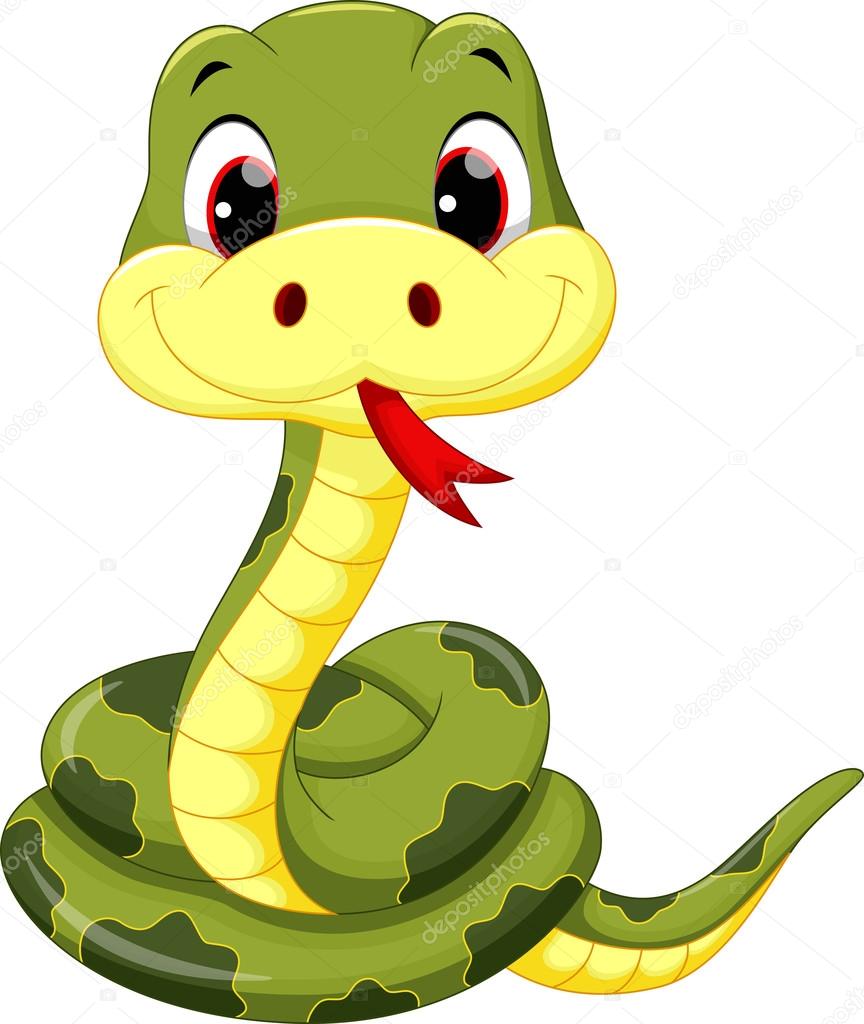 Desenho Animado, Cobra Bebê Bonita Sentada Ilustração do Vetor