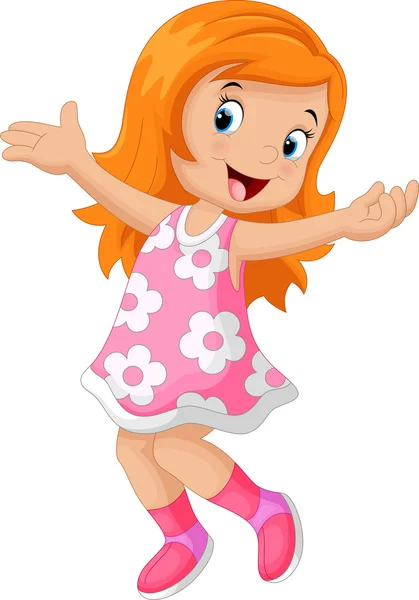 Happy cute girl cartoon — Stock Vector