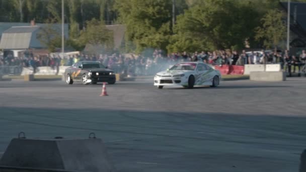 Competities op auto drift, Slow Motion — Stockvideo