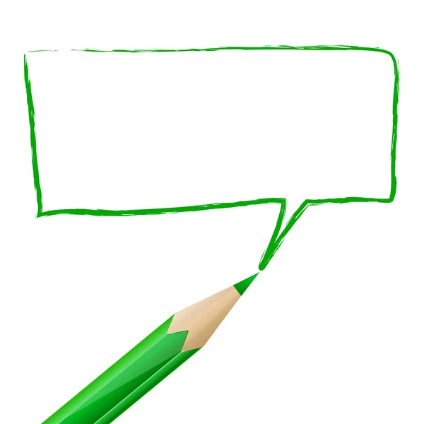 Burbuja verde discurso dibujado con lápiz — Stockvector