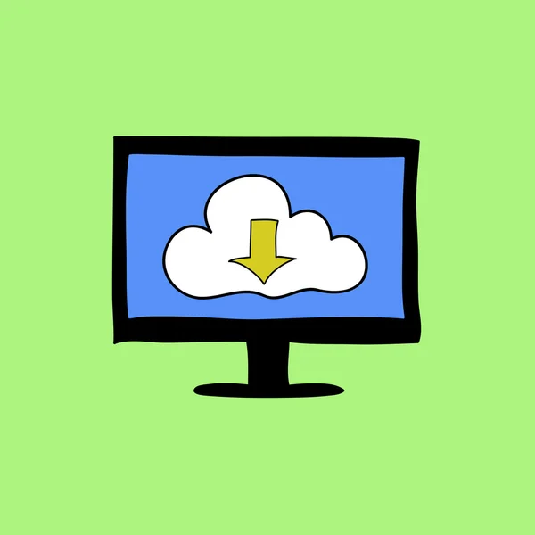 Segno di cloud computing in stile doodle — Vettoriale Stock