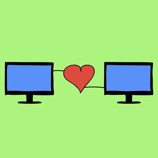Estilo Doodle amor en línea — Vector de stock