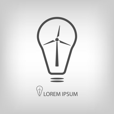 Rüzgar Türbini Eko enerji sembolü olarak ampul