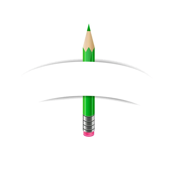 绿色的铅笔和纸制旗帜 — 图库矢量图片