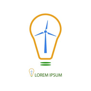 Rüzgar Türbini Eko enerji işareti olarak ampul