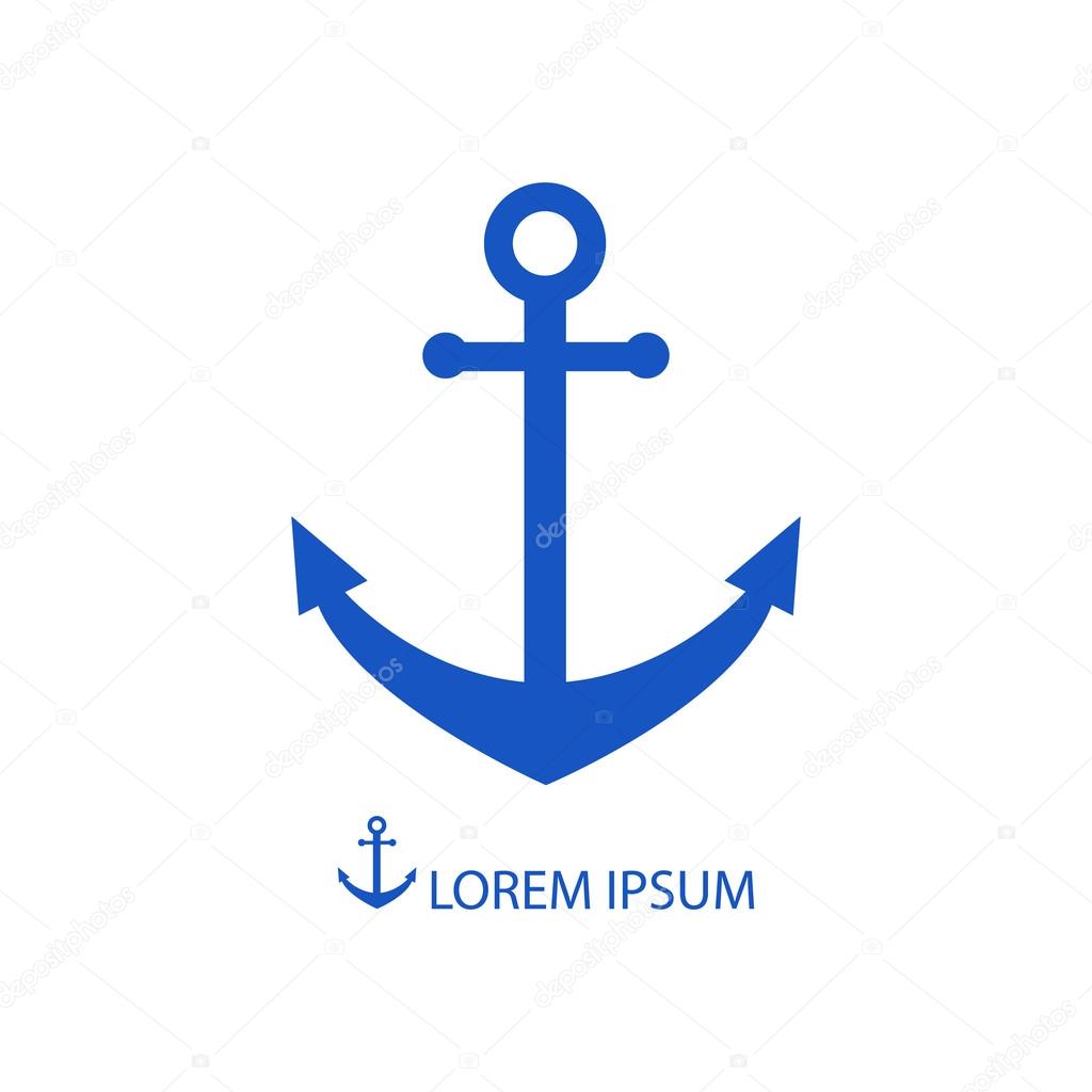 Anchor as logo in blue colors. Sea theme