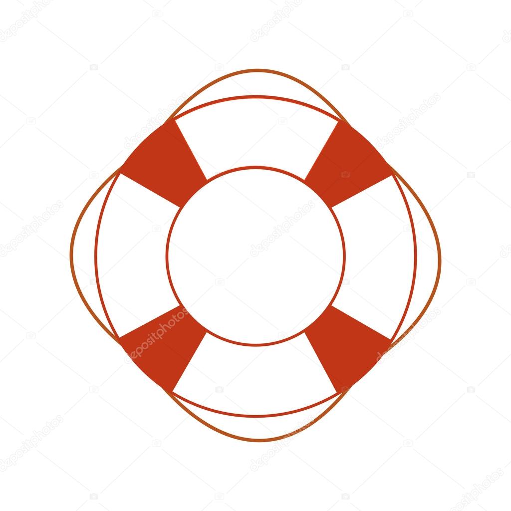 Orange safety ring on white background. Sea theme, help, rescue