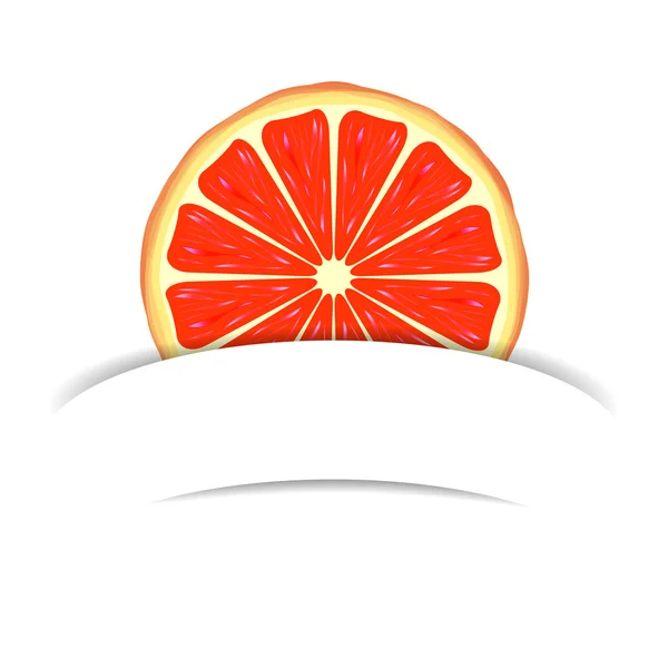 Pomelo con banner de papel — Vector de stock