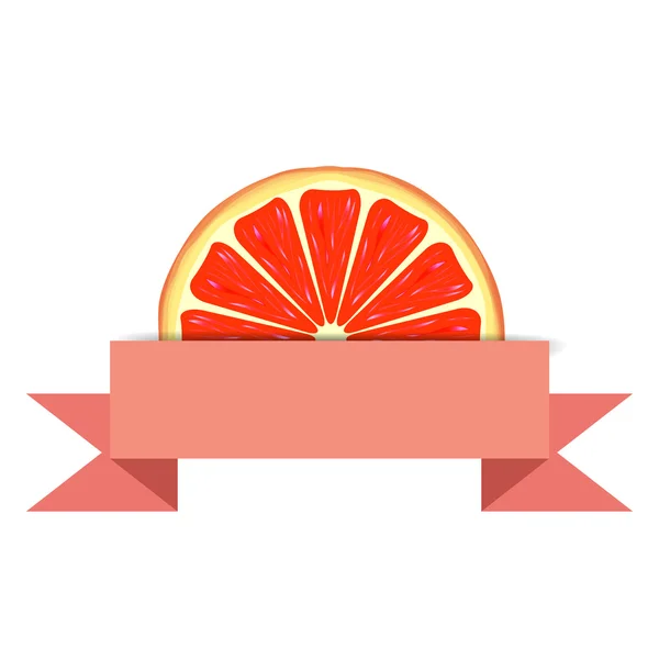 Grapefruit slice with paper banner — Stock Vector