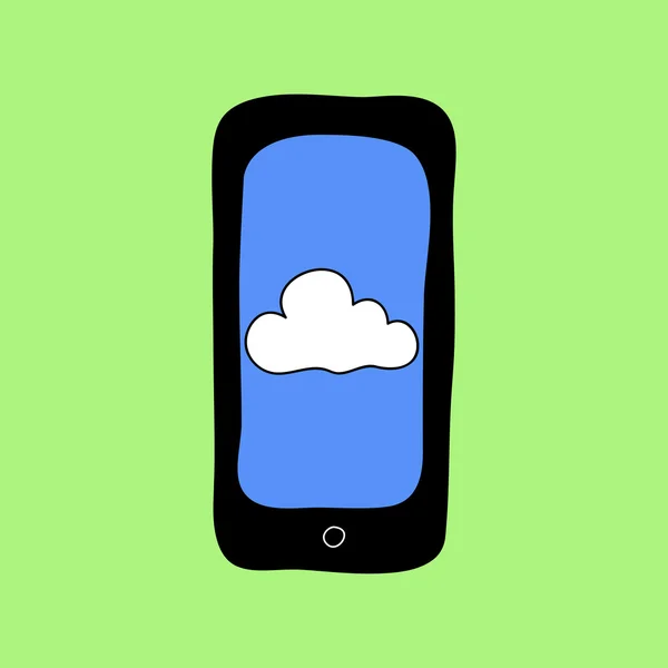 Doodle style phone with cloud — Stock Vector