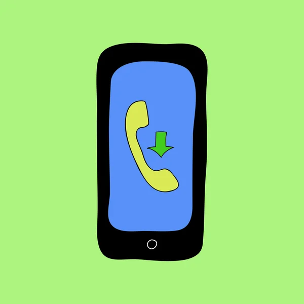 Telefono in stile Doodle con chiamata al reddito — Vettoriale Stock