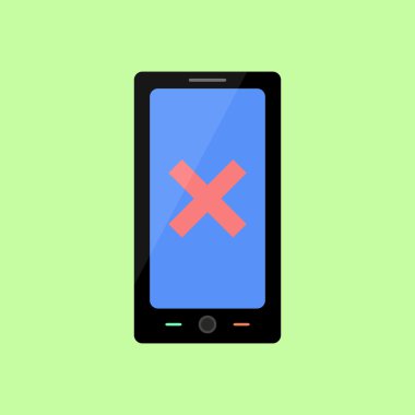 Hata işareti ile düz stil akıllı telefon