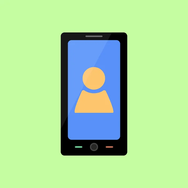 Smartphone in stile piatto con icona della persona — Vettoriale Stock