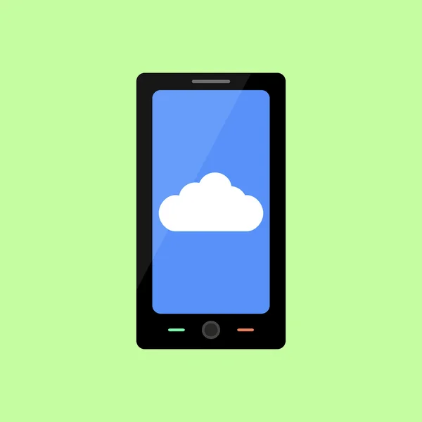 Smartphone in stile piatto con cloud — Vettoriale Stock