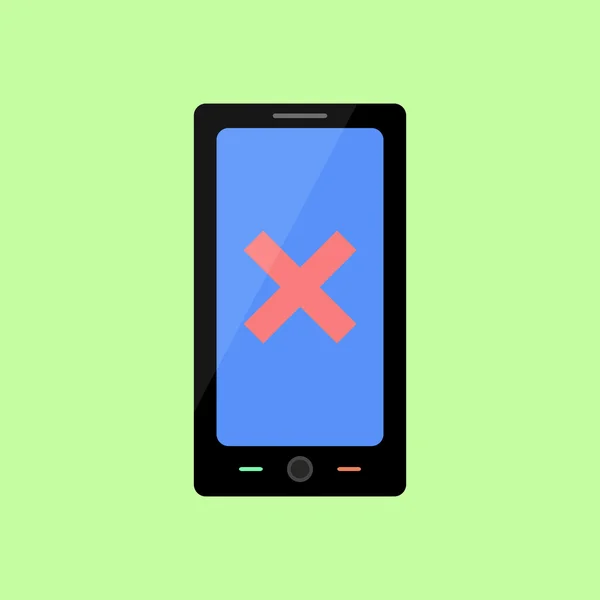 Teléfono inteligente de estilo plano con signo de error — Archivo Imágenes Vectoriales