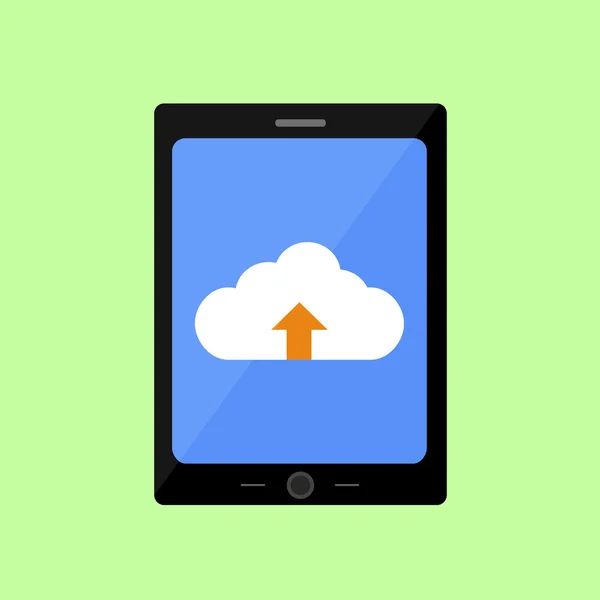 Touch pad in stile piatto con download cloud — Vettoriale Stock