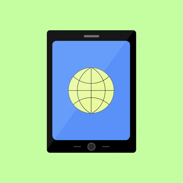 Pad tactile de style plat avec icône internet — Image vectorielle