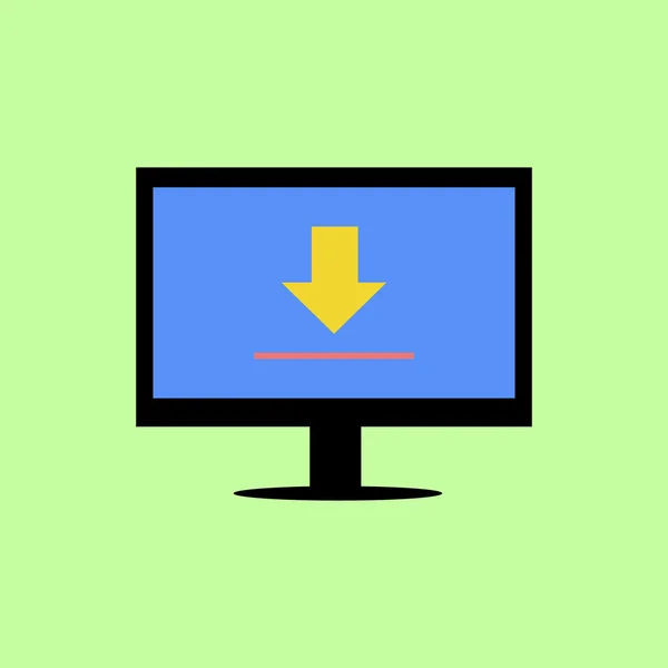 Ordinateur plat avec panneau de téléchargement — Image vectorielle
