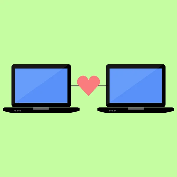 Estilo plano amor en línea — Vector de stock
