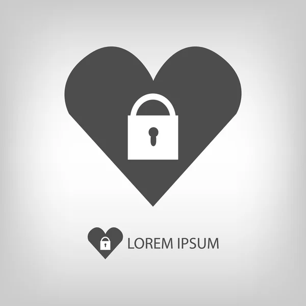 Corazón con logo de bloqueo — Vector de stock